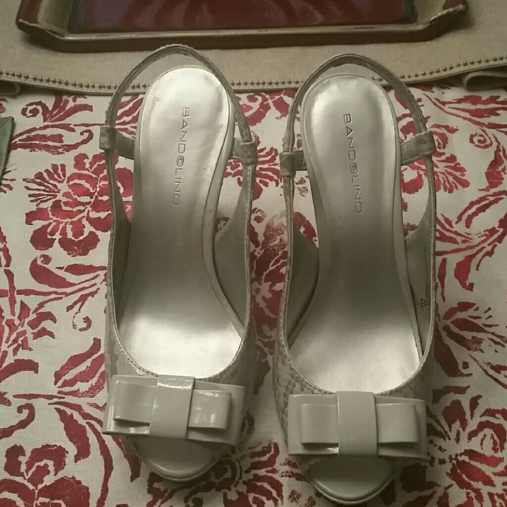 Grey animal print sling back heels